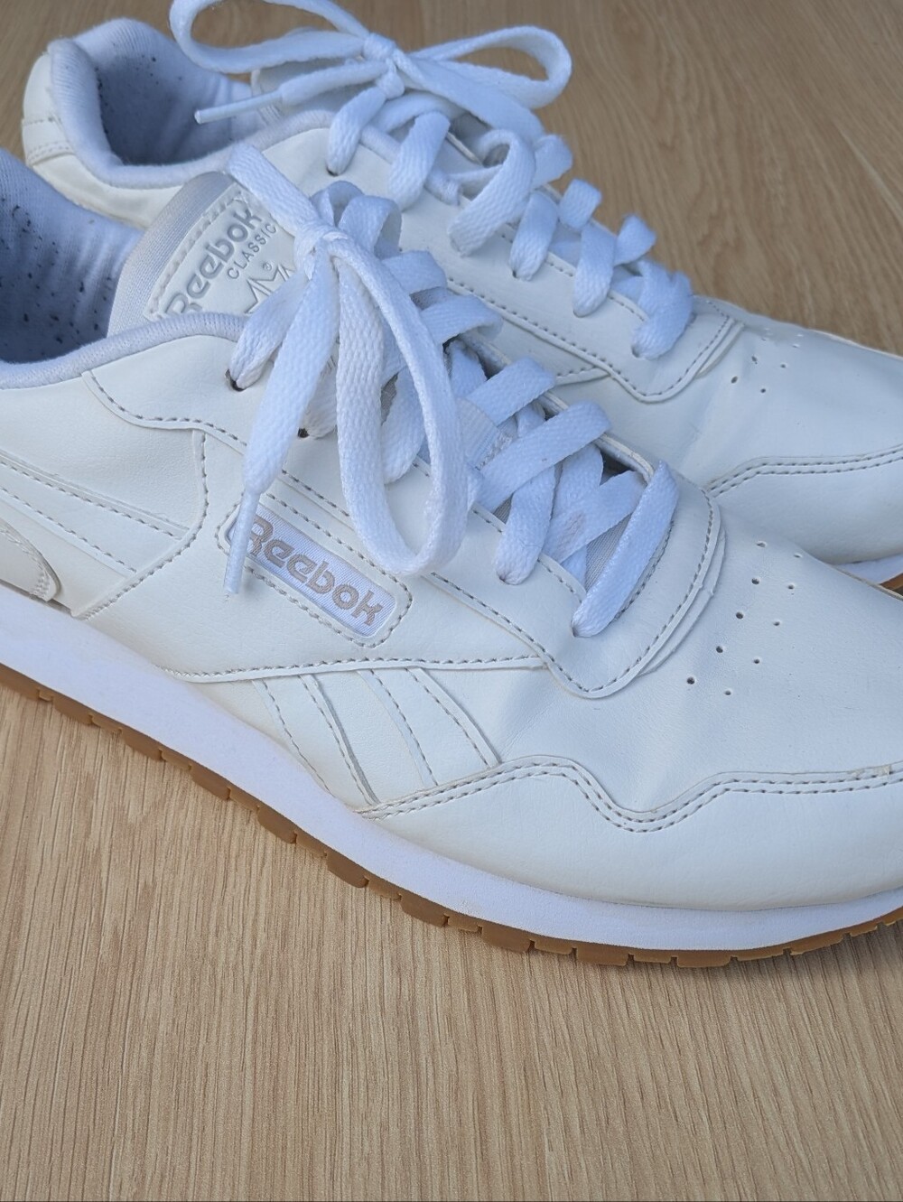 Reebok Classic White Sneakers with Brown Sole